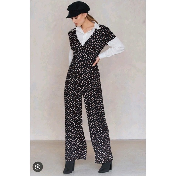 Free People Pants - Free People Womens Size 8 Floral Mia Pants Outfit Wide Leg Jumpsuit Ditzy Romper